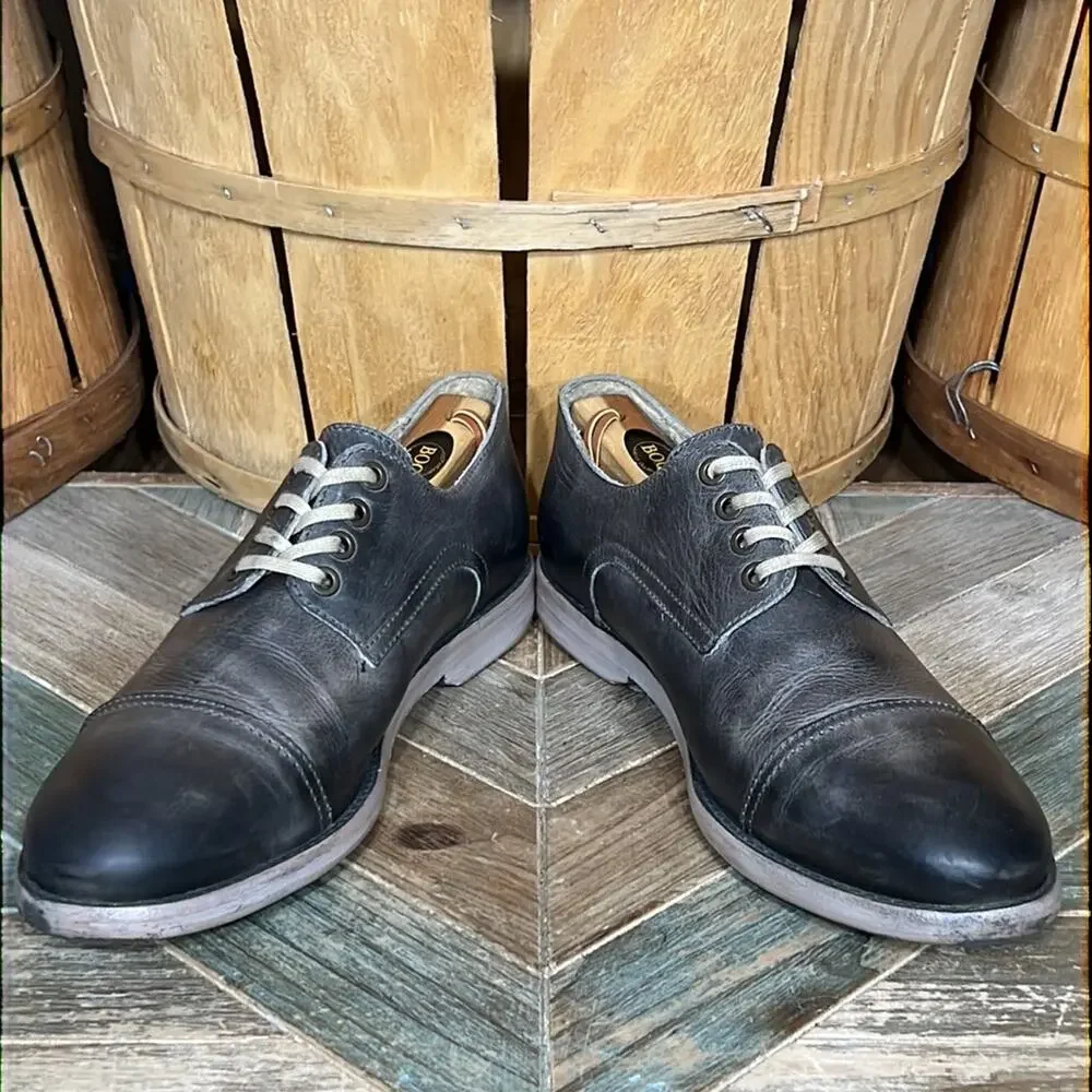 Kenneth Cole Reaction Tongue Tied Cap Toe Gray Leather Derby Oxfords Mens Size 9